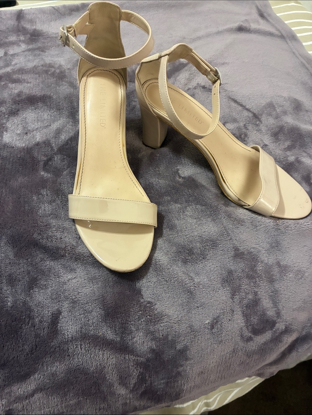 The Limited Beige Ankle-Strap Open-Toe Heels